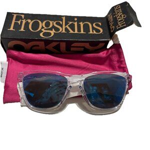 Oakley new Frogskins Crystal Clear/Prizm Sapphire L Sunglasses OO9013 7024 Do55
